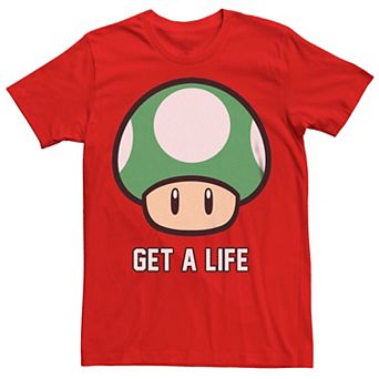 Men's Super Mario Bros 1-UP Mushroom Get a Life Graphic Tee