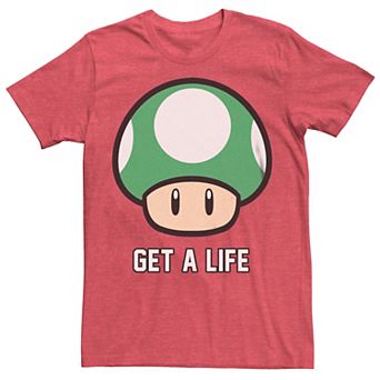 Men's Super Mario Bros 1-UP Mushroom Get a Life Graphic Tee