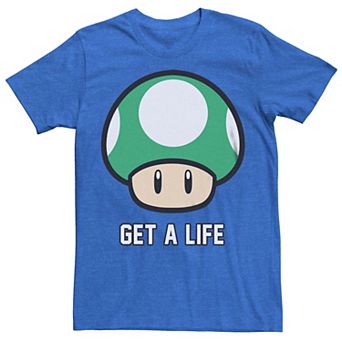 Men's Super Mario Bros 1-UP Mushroom Get a Life Graphic Tee