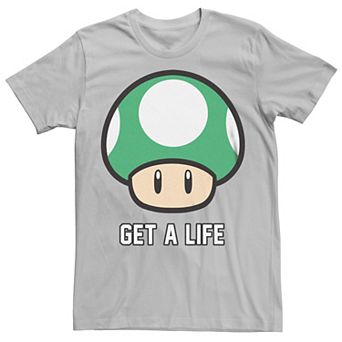 Men's Super Mario Bros 1-UP Mushroom Get a Life Graphic Tee