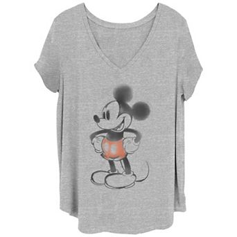 Juniors' Plus Size Mickey Mouse Watercolor Portrait Graphic Tee