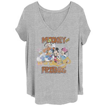 Juniors' Plus Size Mickey Mouse And Friends Distressed Photo Graphic Tee