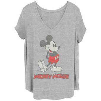 Juniors' Plus Size Mickey Mouse Vintage Distressed Portrait Graphic Tee