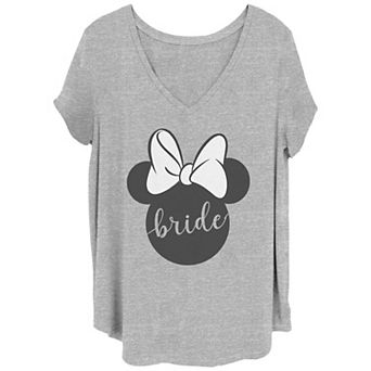 Juniors' Plus Size Minnie Mouse Head Word Bride Graphic Tee