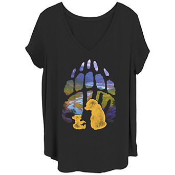 Juniors' Plus Size Brother Bear Kenai Koda Paw Silhouette Graphic Tee
