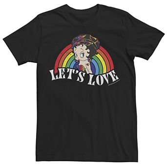 Juniors' Betty Boop Pride Rainbow Let's Love Boyfriend Graphic Tee