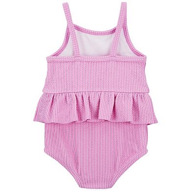 Baby Girl Carter's Ruffled Ribbed Swimsuit