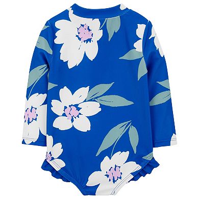 Baby Girl Carter's Floral One-Piece Zip-Front Rashguard Swimsuit