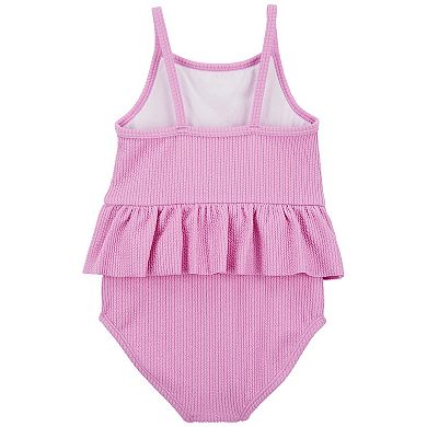 Toddler Girl Carter's Ruffled Ribbed Swimsuit