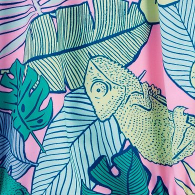 Baby Girl Carter's Tropical Iguana Print Smocked One-Piece Swimsuit