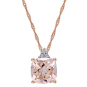 Stella Grace 14k Rose Gold Morganite & Diamond Accent Drop Pendant Necklace