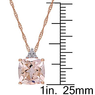 Stella Grace 14k Rose Gold Morganite & Diamond Accent Drop Pendant Necklace