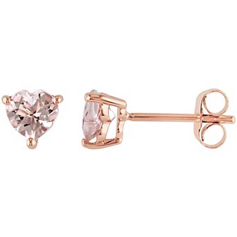 Stella Grace 10k Rose Gold Heart-Cut Morganite Solitaire Stud Earrings