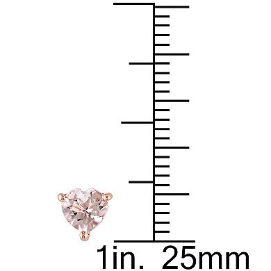 Stella Grace 10k Rose Gold Heart-Cut Morganite Solitaire Stud Earrings