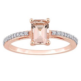 Stella Grace 10k Rose Gold Morganite & 1/10 Carat T.W. Diamond Engagement Ring