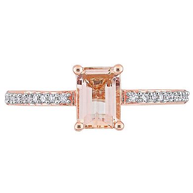 Stella Grace 10k Rose Gold Morganite & 1/10 Carat T.W. Diamond ...