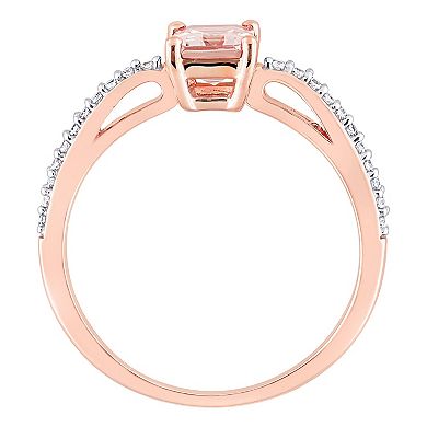 Stella Grace 10k Rose Gold Morganite & 1/10 Carat T.W. Diamond Engagement Ring