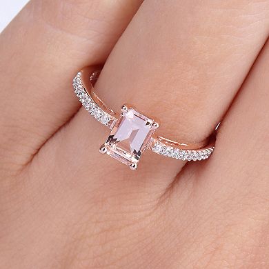 Stella Grace 10k Rose Gold Morganite & 1/10 Carat T.W. Diamond Engagement Ring