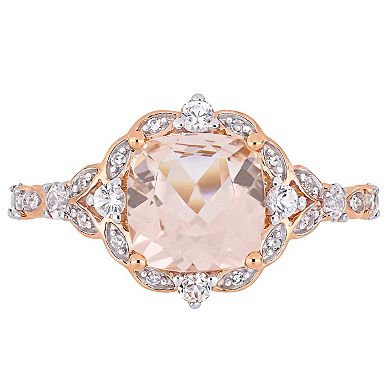 Stella Grace 14k Rose Gold Morganite, White Sapphire & Diamond Accent Vintage Halo Engagement Ring