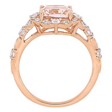 Stella Grace 14k Rose Gold Morganite, White Sapphire & Diamond Accent Vintage Halo Engagement Ring