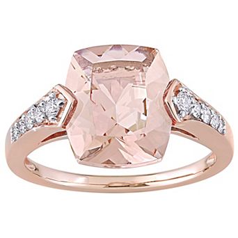Stella Grace 14k Rose Gold Morganite, White Sapphire & 1/4 Carat T.W. Diamond Fashion Ring