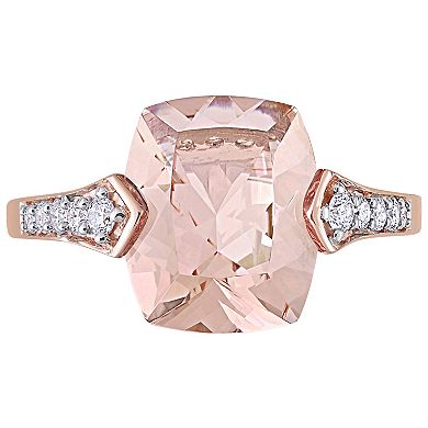 Stella Grace 14k Rose Gold Morganite, White Sapphire & 1/4 Carat T.W. Diamond Fashion Ring