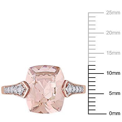 Stella Grace 14k Rose Gold Morganite, White Sapphire & 1/4 Carat T.W. Diamond Fashion Ring