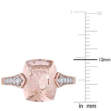 Stella Grace 14k Rose Gold Morganite, White Sapphire & 1/4 Carat T.W. Diamond Fashion Ring