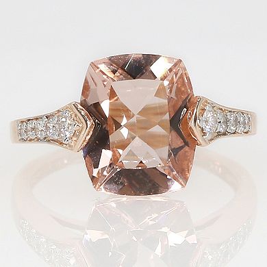 Stella Grace 14k Rose Gold Morganite, White Sapphire & 1/4 Carat T.W. Diamond Fashion Ring