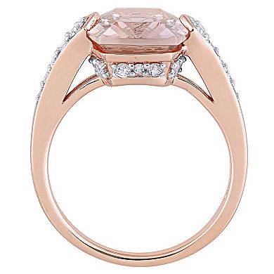 Stella Grace 14k Rose Gold Morganite, White Sapphire & 1/4 Carat T.W. Diamond Fashion Ring