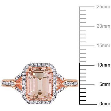 Stella Grace 14k Rose Gold Morganite & 1/5 Carat T.W. Diamond Halo Engagement Ring