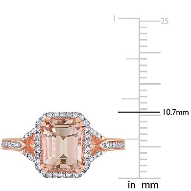 Stella Grace 14k Rose Gold Morganite & 1/5 Carat T.W. Diamond Halo Engagement Ring