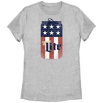 Juniors' Millers Coors Miller Lite Flag Can Graphic Tee