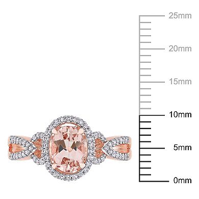 Stella Grace 14k Rose Gold Morganite & 1/5 Carat T.W. Diamond Halo Twist Engagement Ring