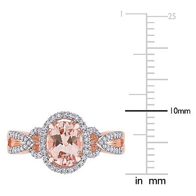 Stella Grace 14k Rose Gold Morganite & 1/5 Carat T.W. Diamond Halo Twist Engagement Ring