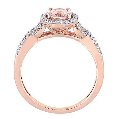Stella Grace 14k Rose Gold Morganite & 1/5 Carat T.W. Diamond Halo Twist Engagement Ring