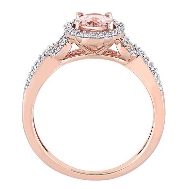 Stella Grace 14k Rose Gold Morganite & 1/5 Carat T.W. Diamond Halo Twist Engagement Ring