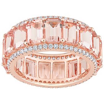 Stella Grace 14k Rose Gold Morganite & 5/8 Carat T.W. Diamond Full Eternity Ring