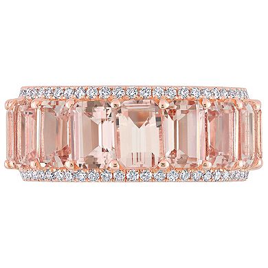Stella Grace 14k Rose Gold Morganite & 5/8 Carat T.W. Diamond Full Eternity Ring