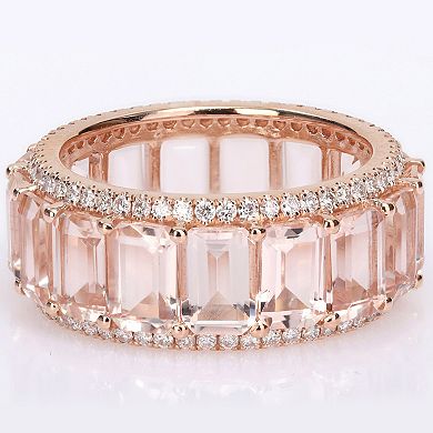 Stella Grace 14k Rose Gold Morganite & 5/8 Carat T.W. Diamond Full Eternity Ring
