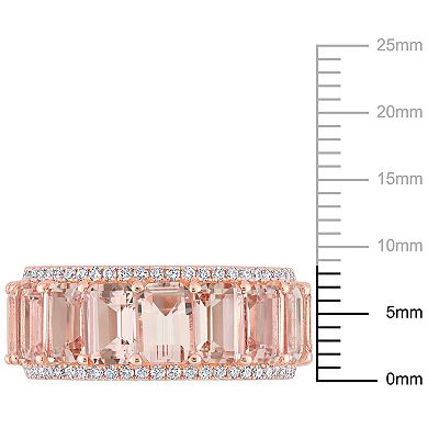 Stella Grace 14k Rose Gold Morganite & 5/8 Carat T.W. Diamond Full Eternity Ring