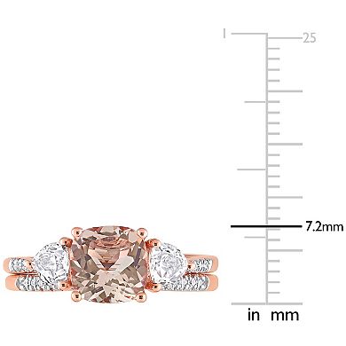 Stella Grace 10k Rose Gold Morganite, White Topaz & 1/10 Carat T.W. Diamond Bridal Ring Set