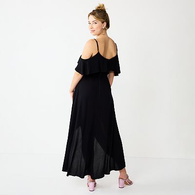 Juniors Rewind High Low Cold Shoulder Midi Dress