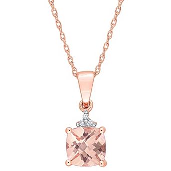 Stella Grace 10k Rose Gold Morganite & Diamond Accent Drop Pendant Necklace