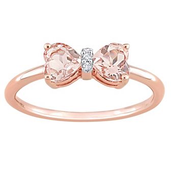 Stella Grace 10k Rose Gold Morganite & Diamond Accent Bow Ring