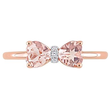 Stella Grace 10k Rose Gold Morganite & Diamond Accent Bow Ring