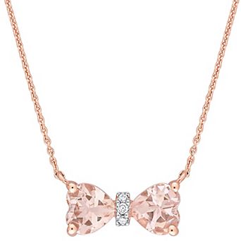 Stella Grace 10k Rose Gold Morganite & Diamond Accent Bow Necklace