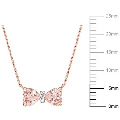 Stella Grace 10k Rose Gold Morganite & Diamond Accent Bow Necklace
