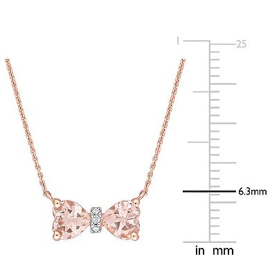 Stella Grace 10k Rose Gold Morganite & Diamond Accent Bow Necklace