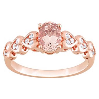Stella Grace 10K Rose Gold Oval Morganite & White Topaz Engagement Ring